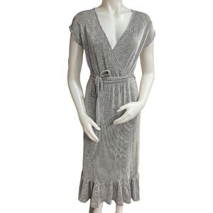 Caution to the wind  Striped Maxi Dress with belt size Large